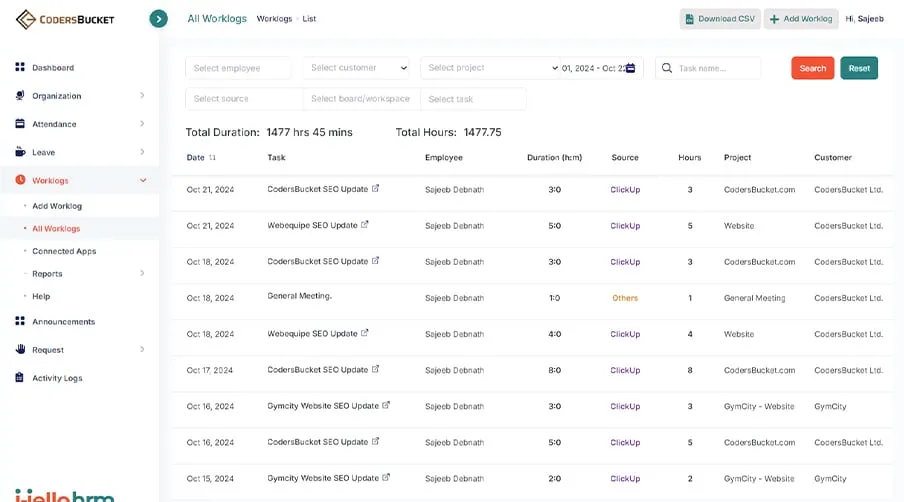 imgi 6 Worklogs Management hellohrm