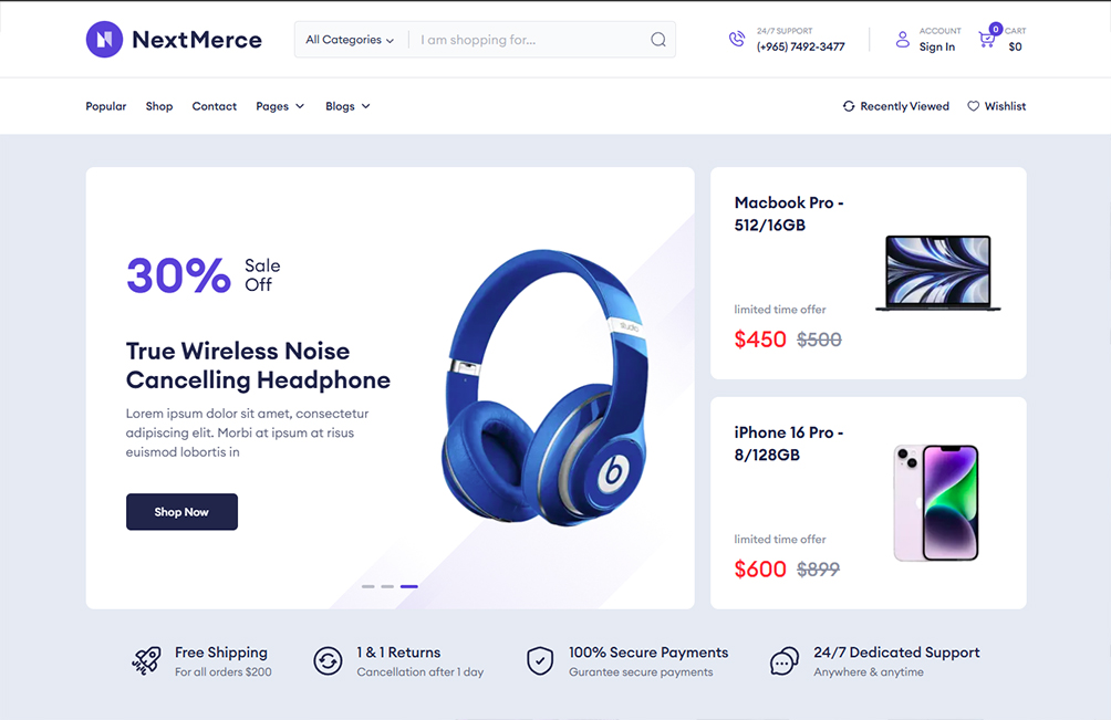 Complete Next.js eCommerce Template or Theme for Online Stores